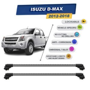 Isuzu D-Max 2012-2018 ile Uyumlu Kilitlenebilir Ara Atkı - Portbagaj Taşıma Barları 2li Set Gri
