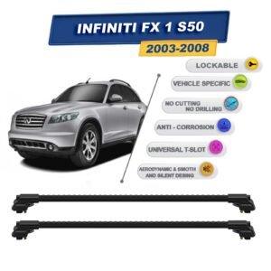 Infiniti Fx 1 S50 2003-2008 ile Uyumlu Kilitlenebilir Ara Atkı - Portbagaj Taşıma Barları 2li Set Siyah