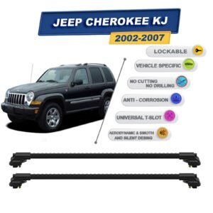 Jeep Cherokee Kj 2002-2007 ile Uyumlu Kilitlenebilir Ara Atkı - Portbagaj Taşıma Barları 2li Set Siyah