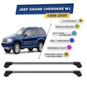 Jeep Grand Cherokee Wj 1999-2005 ile Uyumlu Kilitlenebilir Ara Atkı - Portbagaj Taşıma Barları 2li Set Gri