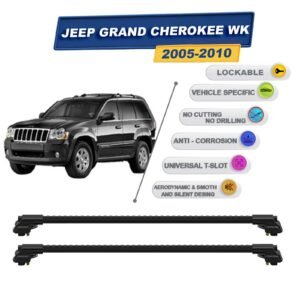 Jeep Grand Cherokee Wk 2005-2010 ile Uyumlu Kilitlenebilir Ara Atkı - Portbagaj Taşıma Barları 2li Set Siyah