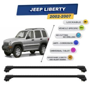 Jeep Liberty 2002-2007 ile Uyumlu Kilitlenebilir Ara Atkı - Portbagaj Taşıma Barları 2li Set Siyah