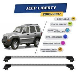 Jeep Liberty 2002-2007 ile Uyumlu Kilitlenebilir Ara Atkı - Portbagaj Taşıma Barları 2li Set Gri