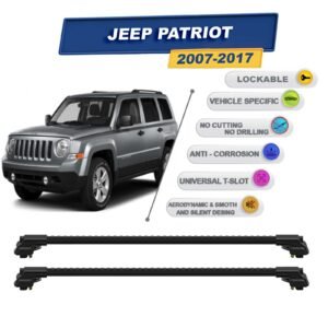 Jeep Patriot 2007-2017 ile Uyumlu Kilitlenebilir Ara Atkı - Portbagaj Taşıma Barları 2li Set Siyah
