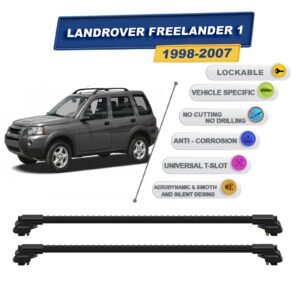 Landrover Freelander 1 1998-2007 ile Uyumlu Kilitlenebilir Ara Atkı - Portbagaj Taşıma Barları 2li Set Siyah