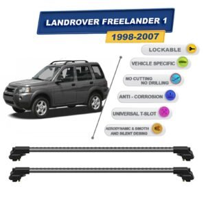 Landrover Freelander 1 1998-2007 ile Uyumlu Kilitlenebilir Ara Atkı - Portbagaj Taşıma Barları 2li Set Gri