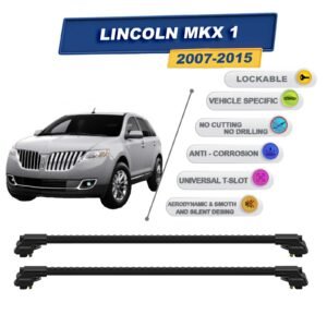 Lincoln Mkx 1 2007-2015 ile Uyumlu Kilitlenebilir Ara Atkı - Portbagaj Taşıma Barları 2li Set Siyah