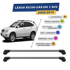 Lexus Rx350-2/Rx350 3 SUV 2008-2015 ile Uyumlu Kilitlenebilir Ara Atkı - Portbagaj Taşıma Barları 2li Set Gri