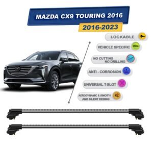 Mazda Cx9 Touring 2016-2023 ile Uyumlu Kilitlenebilir Ara Atkı - Portbagaj Taşıma Barları 2li Set Gri