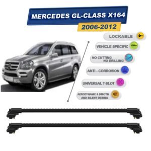 Mercedes Gl-Class X164 2006-2012 ile Uyumlu Kilitlenebilir Ara Atkı - Portbagaj Taşıma Barları 2li Set Siyah