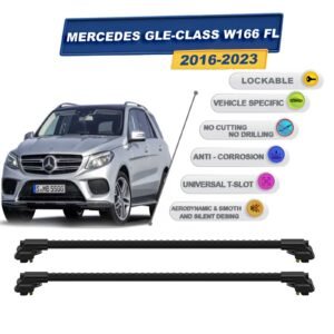 Mercedes Gle-Class W166 Fl 2016-2023 ile Uyumlu Kilitlenebilir Ara Atkı - Portbagaj Taşıma Barları 2li Set Siyah