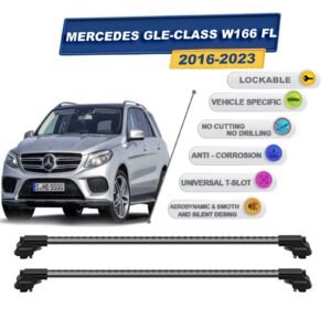 Mercedes Gle-Class W166 Fl 2016-2023 ile Uyumlu Kilitlenebilir Ara Atkı - Portbagaj Taşıma Barları 2li Set Gri