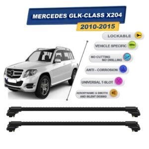 Mercedes Glk-Class X204 2010-2015 ile Uyumlu Kilitlenebilir Ara Atkı - Portbagaj Taşıma Barları 2li Set Siyah