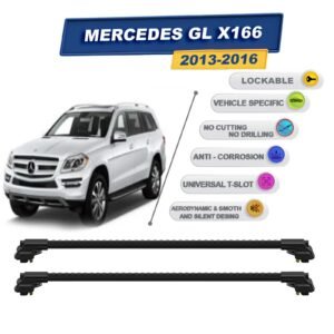 Mercedes Gl X166 2013-2016 ile Uyumlu Kilitlenebilir Ara Atkı - Portbagaj Taşıma Barları 2li Set Siyah