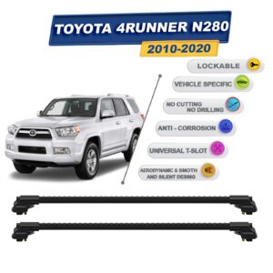 Toyota 4Runner N280 2010-2020 ile Uyumlu Kilitlenebilir Ara Atkı - Portbagaj Taşıma Barları 2li Set Siyah