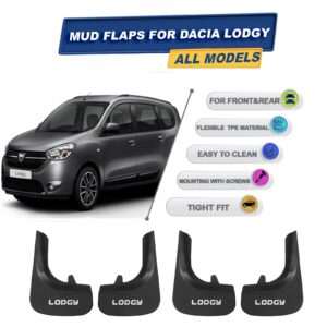 Cross Oto-Dacıa Lodgy İle Uyumlu Paçalık, Ön Ve Arka Çamurluk İçin Tozluk Aksesuarı 4 Adet Siyah