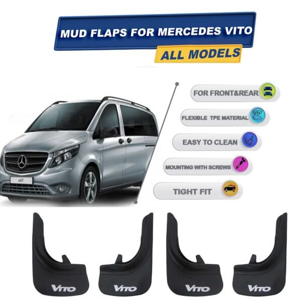 Cross Oto-Mercedes Vıto İle Uyumlu Paçalık, Ön Ve Arka Çamurluk İçin Tozluk Aksesuarı 4 Adet Siyah