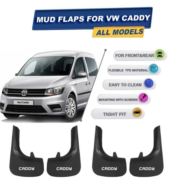 Cross Oto-Vw Caddy İle Uyumlu Paçalık, Ön Ve Arka Çamurluk İçin Tozluk Aksesuarı 4 Adet Siyah