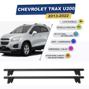 Chevrolet Trax U200 2013-2022 ile Uyumlu Kilitlenebilir Ara Atkı Taşıyıcı Tavan Barı 2 adet Siyah