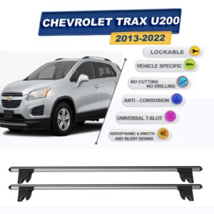Chevrolet Trax U200 2013-2022 ile Uyumlu Kilitlenebilir Ara Atkı Taşıyıcı Tavan Barı 2 adet Gri