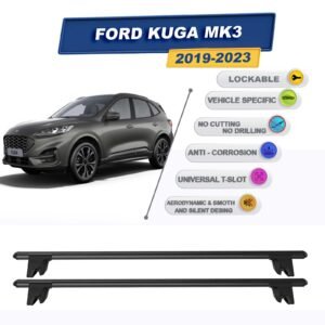 Ford Kuga MK3 2019-2023 ile Uyumlu Kilitlenebilir Ara Atkı Taşıyıcı Tavan Barı 2 adet Siyah