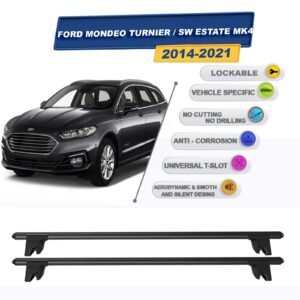 Ford Mondeo Stationwagon MK4 2014-2021 ile Uyumlu Kilitlenebilir Ara Atkı Taşıyıcı Tavan Barı 2 adet Siyah