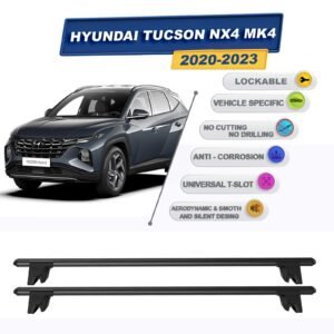 Hyundai Tucson NX4 MK4 2020-2024 ile Uyumlu Kilitlenebilir Ara Atkı Taşıyıcı Tavan Barı 2 adet Siyah