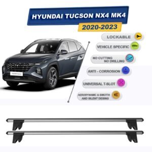 Hyundai Tucson NX4 MK4 2020-2024 ile Uyumlu Kilitlenebilir Ara Atkı Taşıyıcı Tavan Barı 2 adet Gri