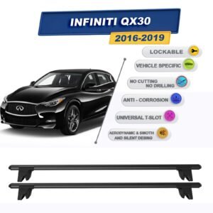 Infiniti QX30 2016-2019 ile Uyumlu Kilitlenebilir Ara Atkı Taşıyıcı Tavan Barı 2 adet Siyah