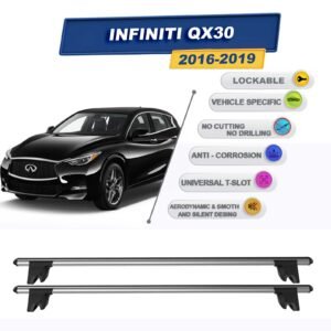 Infiniti QX30 2016-2019 ile Uyumlu Kilitlenebilir Ara Atkı Taşıyıcı Tavan Barı 2 adet Gri