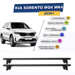 Kia Sorento MQ4 MK4 2020-2024 ile Uyumlu Kilitlenebilir Ara Atkı Taşıyıcı Tavan Barı 2 adet Siyah