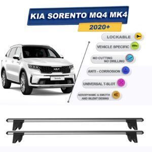 Kia Sorento MQ4 MK4 2020-2024 ile Uyumlu Kilitlenebilir Ara Atkı Taşıyıcı Tavan Barı 2 adet Gri
