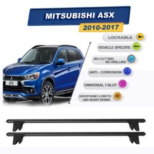 Mitsubishi ASX 2010-2017 (entegre tavan çıtalı araçlar) ile Uyumlu Kilitlenebilir Ara Atkı Taşıyıcı Tavan Barı 2 adet Siyah