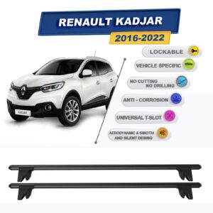Renault Kadjar 2016-2022 ile Uyumlu Kilitlenebilir Ara Atkı Taşıyıcı Tavan Barı 2 adet Siyah