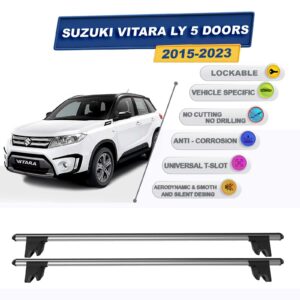 Suzuki Vitara LY SUV 2015-2024 İle Uyumlu Kilitlenebilir Ara Atkı Taşıyıcı Tavan Barı 2 adet Gri