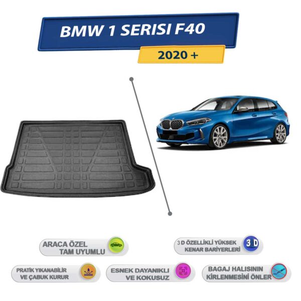 Bmw 1 Serisi F40 2020 Sonrası İçin 3D Yüksek Kenarlı Bagaj Havuzu - Kokusuz, Kolay Temizlenebilir Bagaj Paspası