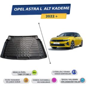 Opel Astra L Alt Kademe 2022 Sonrası İçin 3D Yüksek Kenarlı Bagaj Havuzu - Kokusuz, Kolay Temizlenebilir Bagaj Paspası