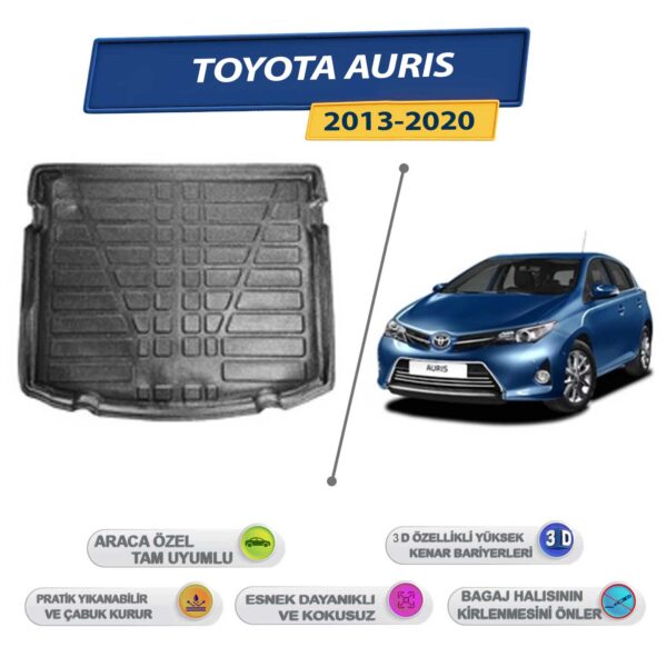 Toyota Auris 2013-2020 İçin 3D Yüksek Kenarlı Bagaj Havuzu - Kokusuz, Kolay Temizlenebilir Bagaj Paspası