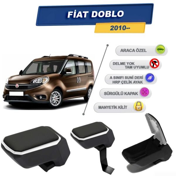 Fiat Doblo 2010 Sonrası İçin Çelik Ayaklı Kolçak, Kol Dayama - A+ Kalite Abs Malzeme (Gri)