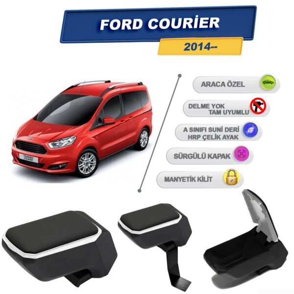 Ford Courier 2014 Sonrası İçin Çelik Ayaklı Kolçak, Kol Dayama - A+ Kalite Abs Malzeme (Gri)