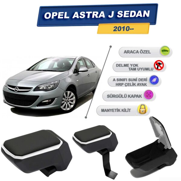Opel Astra J Sedan 2010 İçin Çelik Ayaklı Kolçak, Kol Dayama - A+ Kalite Abs Malzeme (Gri)