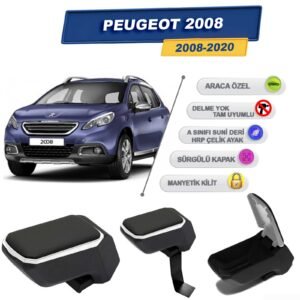 Peugeot 2008 2020 Sonrası İçin Çelik Ayaklı Kolçak, Kol Dayama - A+ Kalite Abs Malzeme (Gri)