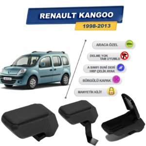 Renault Kangoo 1998-2013 İçin Çelik Ayaklı Kolçak, Kol Dayama - A+ Kalite Abs Malzeme (Siyah)