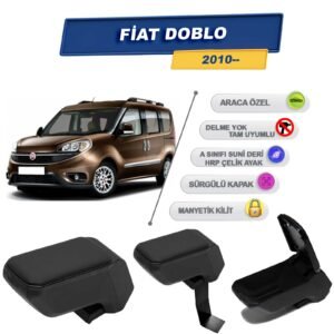 Fiat Doblo 2010 Sonrası İçin Çelik Ayaklı Kolçak, Kol Dayama - A+ Kalite Abs Malzeme (Siyah)