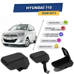 Hyundai İ10 2008-2013 İçin Çelik Ayaklı Kolçak, Kol Dayama - A+ Kalite Abs Malzeme (Siyah)