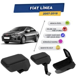 Fiat Linea 2007-2018 İçin Çelik Ayaklı Kolçak, Kol Dayama - A+ Kalite Abs Malzeme (Siyah)