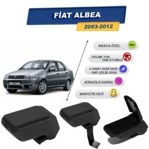 Fiat Albea 2003 Sonrası İçin Çelik Ayaklı Kolçak, Kol Dayama - A+ Kalite Abs Malzeme (Siyah)
