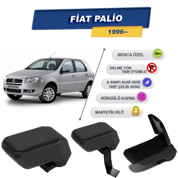 Fiat Palio 1996 Sonrası İçin Çelik Ayaklı Kolçak, Kol Dayama - A+ Kalite Abs Malzeme (Siyah)