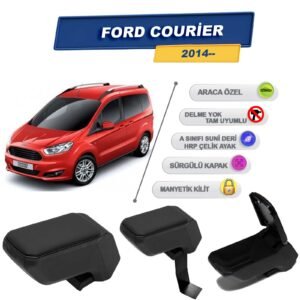 Ford Courier 2014 Sonrası İçin Çelik Ayaklı Kolçak, Kol Dayama - A+ Kalite Abs Malzeme (Siyah)