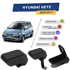 Hyundai Getz 2002-2011 İçin Çelik Ayaklı Kolçak, Kol Dayama - A+ Kalite Abs Malzeme (Siyah)